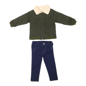 Conjunto Chamarra Sherpa forro borrega con Pantalón Mezclilla Para Niños 2 a 6 años