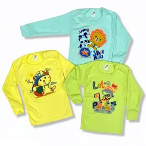 3 Playeras Cuello Redondo y manga larga con frases y estampadas 1 hasta 6 años