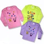 3 Playeras Cuello Redondo y manga larga con frases y estampadas 1 hasta 6 años