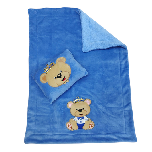 Cobertor aborregado, Almohada, tiernos Bordados, Tamaño Baby